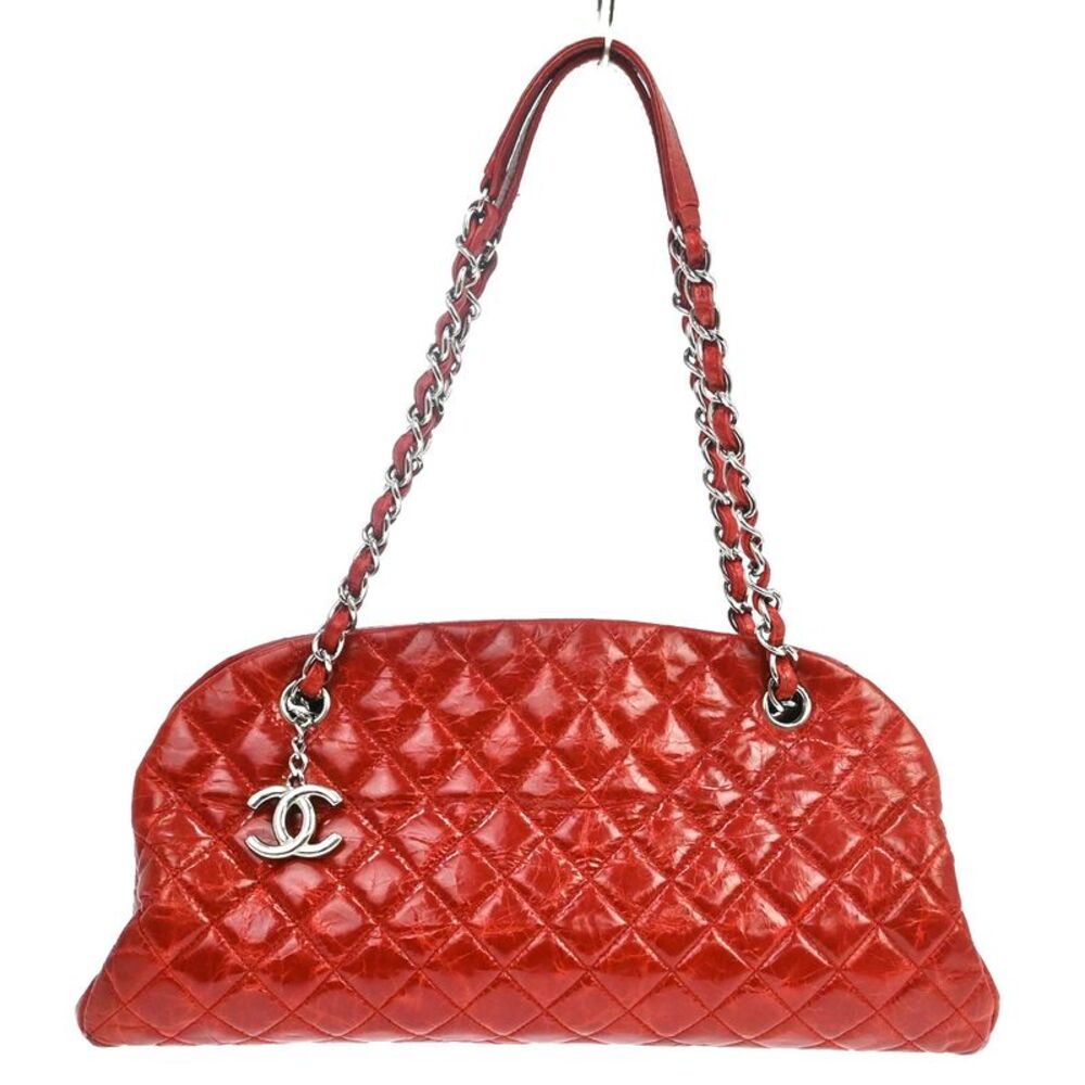Chanel Just Mademoiselle Quilted Aged Calfskin Red Leather Shoulder Bag Bag